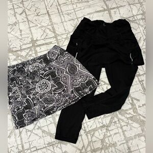 Athleta skirt and 2 in 1 leggings. Small. Black and white.